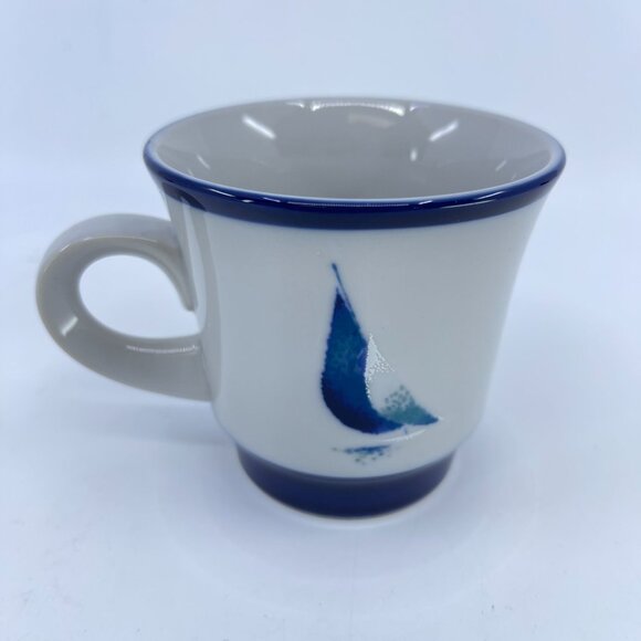 vintage noritake "running free" stoneware mug with blue sailboat design - Picture 3 of 6